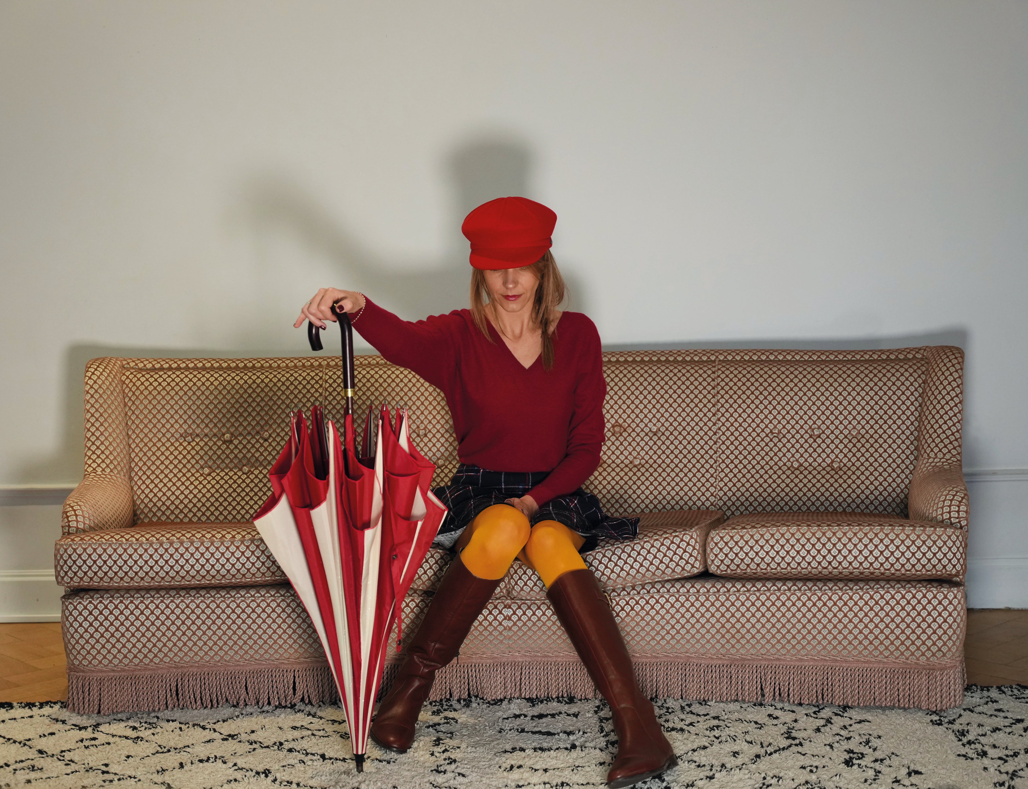 Parapluie rouge et blanc 